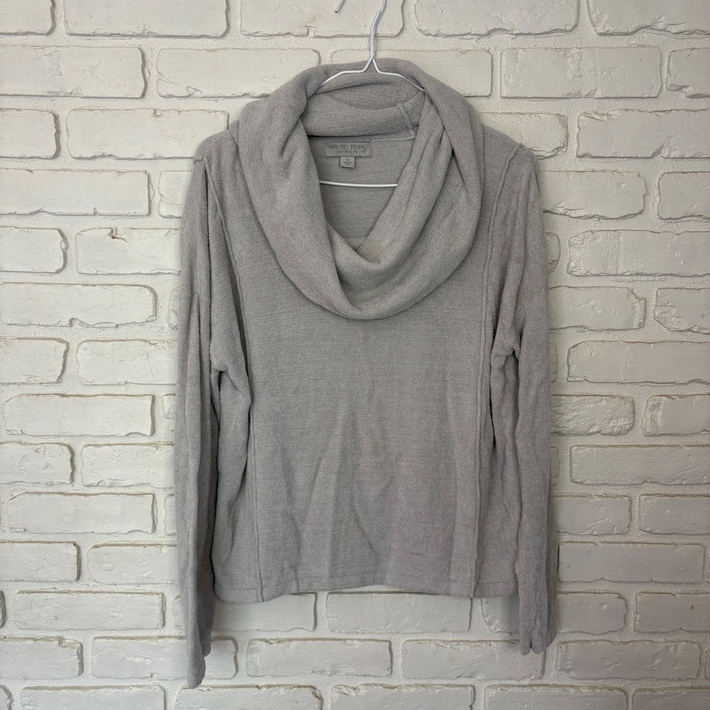 Barefoot Dreams CozyChic Ultra‎ Lite sweater Cowl Neck Gray Size Small